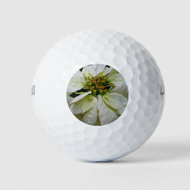 White Poinsettia Elegante Weihnachtsfeiertage Golfball (Vorderseite)
