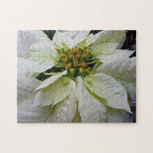 White Poinsettia Elegante Weihnachtsfeiertage Puzzle