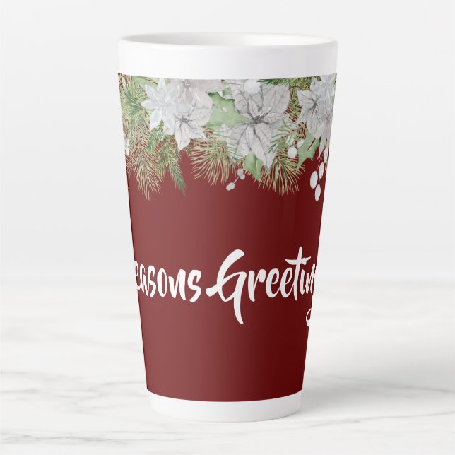 White Poinsettia Garland Milchtasse (Vorderseite)