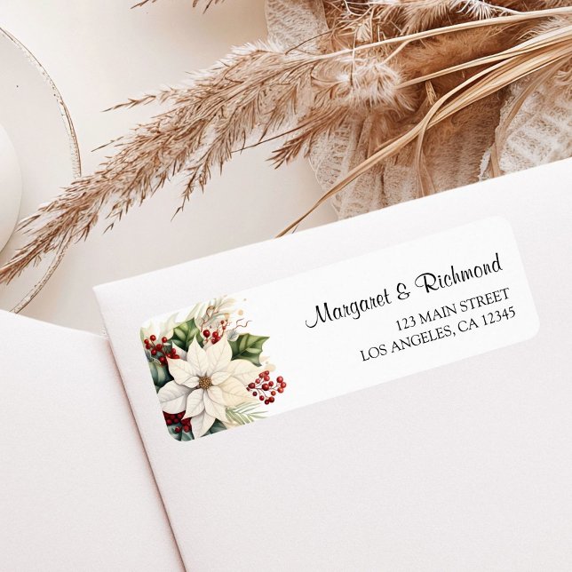 White Poinsettia Rustic Winter Wedding Address (Von Creator hochgeladen)