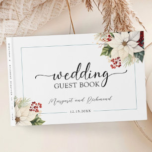 White Poinsettia Rustic Winter Wedding Guest Book Gästebuch