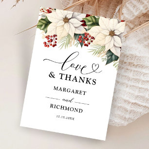 White Poinsettia Winter Wedding Danke Karten