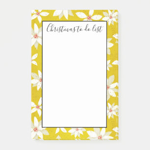 White Poinsettias Golden Yellow to Do List Post-it Klebezettel