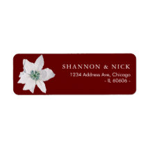 White Pointsetta Weihnachts-Rücksendeadressen-Aufk