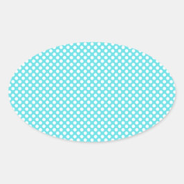White Polka Dot auf blau Ovaler Aufkleber