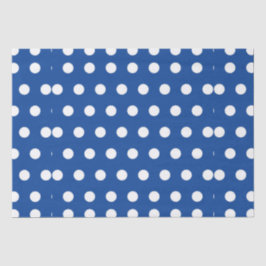 White Polka Dot auf blauem Hintergrund   Seidenpapier