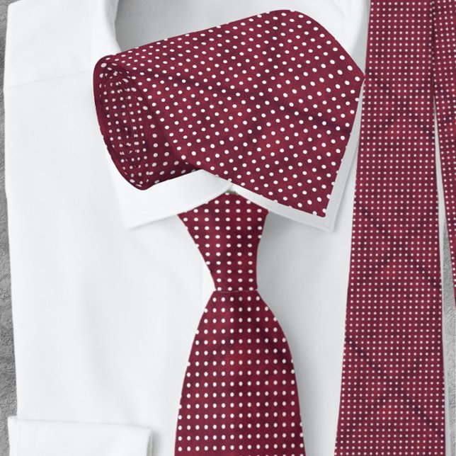 White Polka Dot Burgundy Red NeckTie Krawatte (Von Creator hochgeladen)