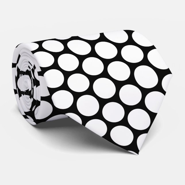 White Polka Dot Design Krawatte (Gerollt)