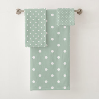 White Polka Dot Green Badhandtuch Set