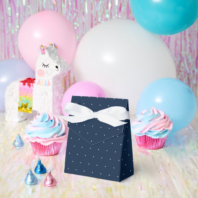 White Polka Dot on Classic Navy Blue Tent Geschenkschachtel (Party)