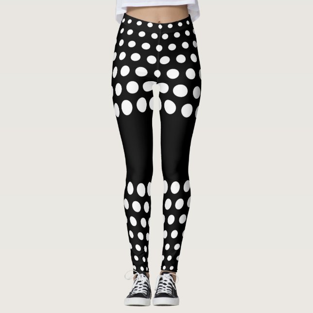 White Polka Dot Pattern Leggings (Vorderseite)