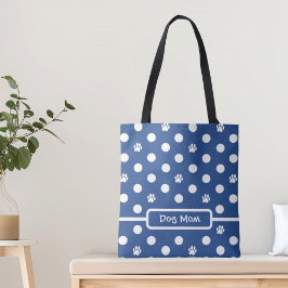White Polka-Dot Paw Prints Blue Personalize