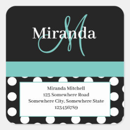 White Polka Dot Rücksendeadresse Squash Quadratischer Aufkleber