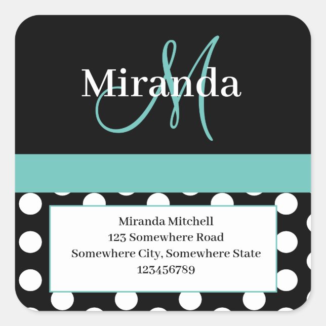 White Polka Dot Rücksendeadresse Squash Quadratischer Aufkleber (Vorderseite)