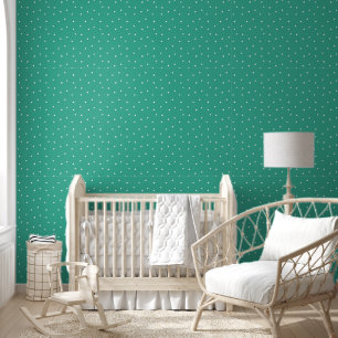 White Polka Dots auf Aquamarin Tapete