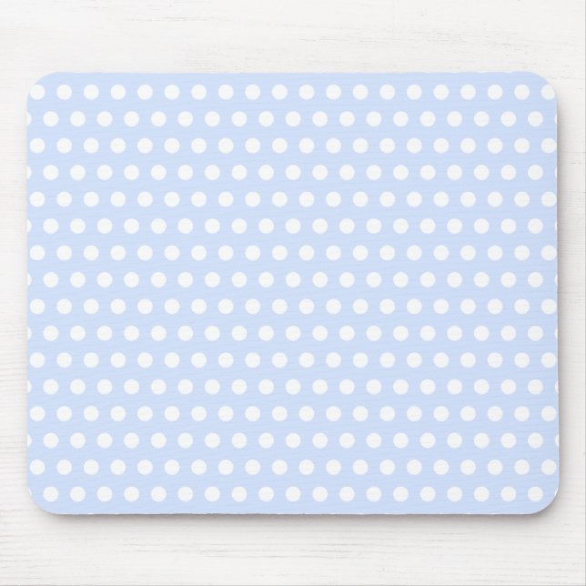 White Polka Dots auf Baby Blue Mousepad (Vorne)