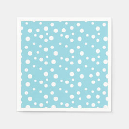 White Polka Dots auf Baby Blue Serviette