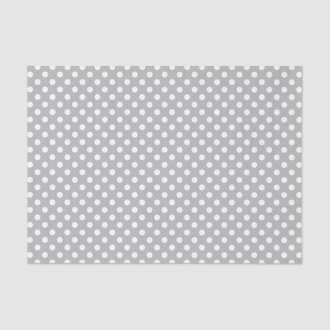 White Polka Dots auf Chrome Gray Hintergrund Seidenpapier (Vorderseite)