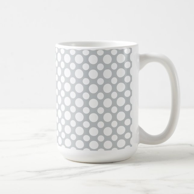 White Polka Dots auf Gray Coffee Tasse (Rechts)