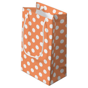 White Polka Dots auf Mandarine Orange Kleine Geschenktüte