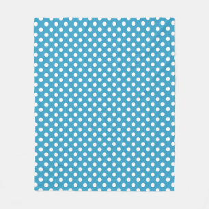 White Polka Dots auf Peacock Blue Background Fleecedecke