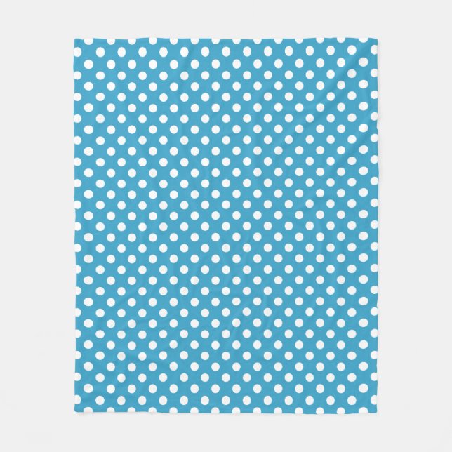 White Polka Dots auf Peacock Blue Background Fleecedecke (Vorderseite)