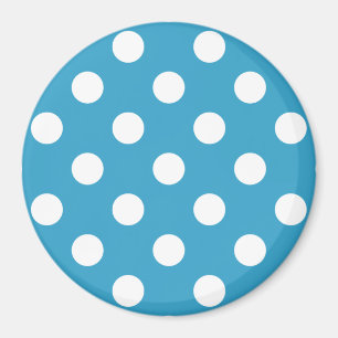 White Polka Dots auf Peacock Blue Background Magnet