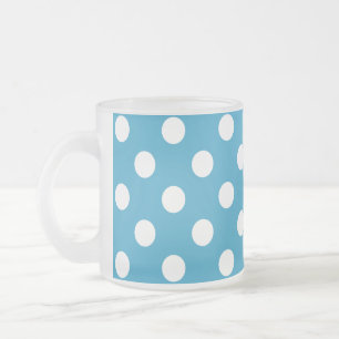 White Polka Dots auf Peacock Blue Background Mattglastasse