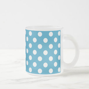 White Polka Dots auf Peacock Blue Background Mattglastasse