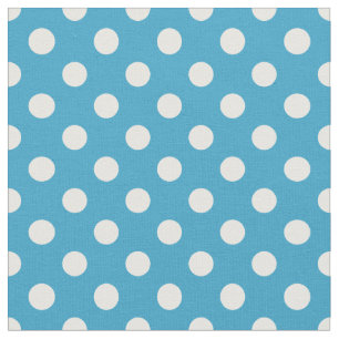 White Polka Dots auf Peacock Blue Background Stoff