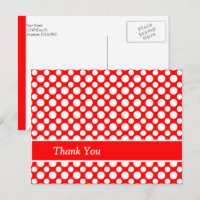 White Polka-Dots auf Red Custom Danke Postcard