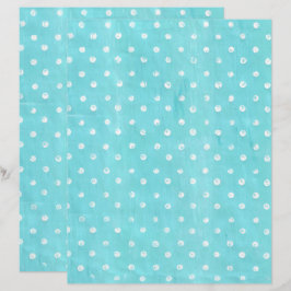 White Polka Dots auf türkisfarbenem Scrapbook Pape