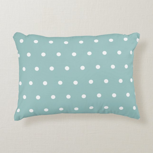 White Polka Dots Eggshell Blaue geometrische Muste Dekokissen (Vorderseite)