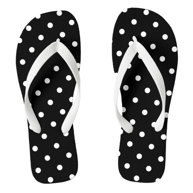 White Polka Dots Flip Flops (Fußbett)