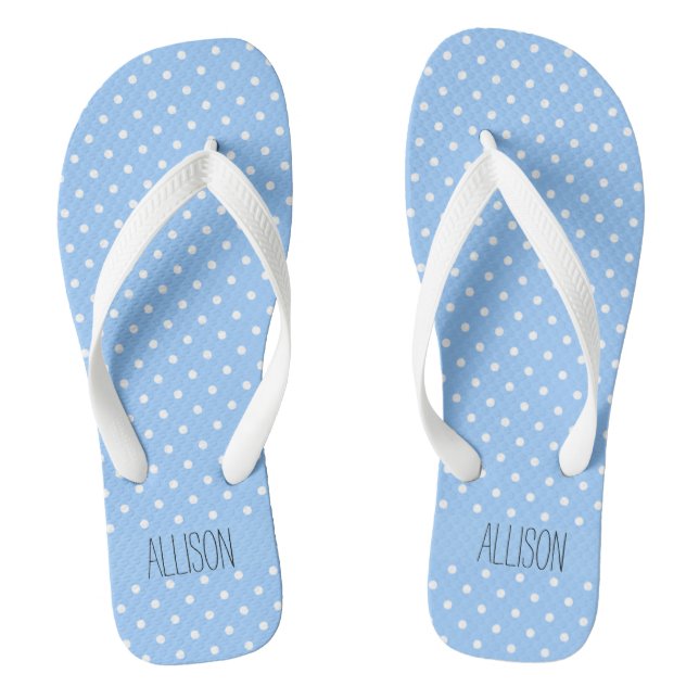 White Polka Dots Flip Flops (Fußbett)