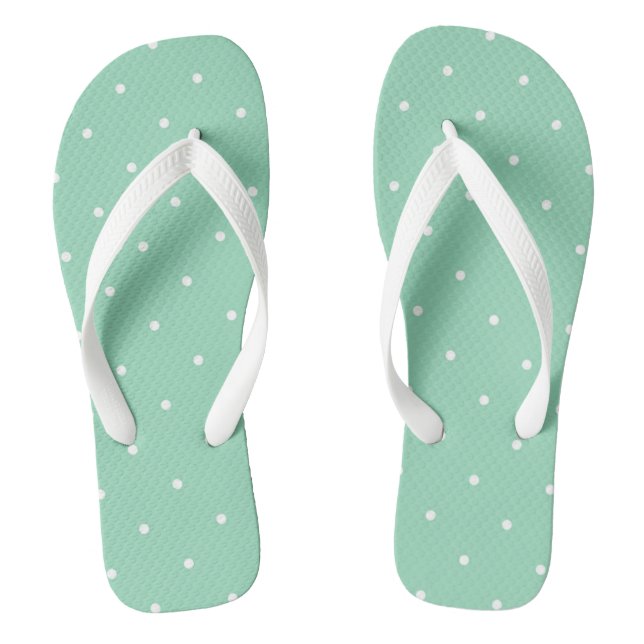 White Polka Dots Flip Flops (Fußbett)