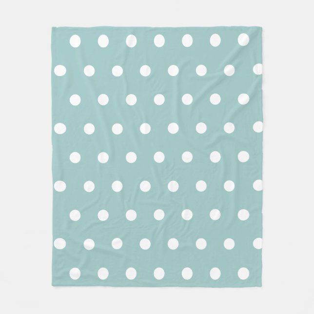 White Polka Dots Geometric Muster Eggshell Blau Fleecedecke (Vorderseite)