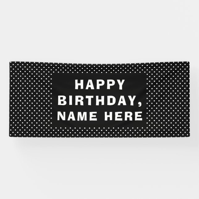 White polka Dots Happy Birthday Banner (Horizontal)