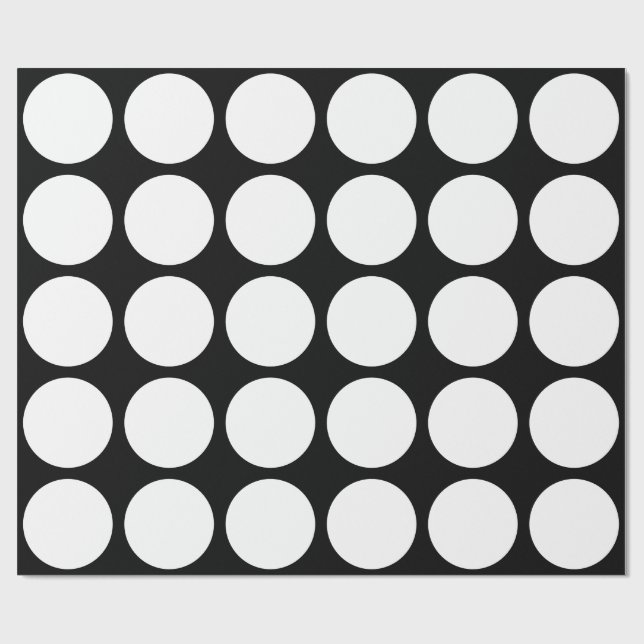 White Polka Dots Large Geometric Pattern Black Geschenkpapier (Flach)