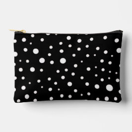 White Polka Dots on Black Small Zubehörtasche