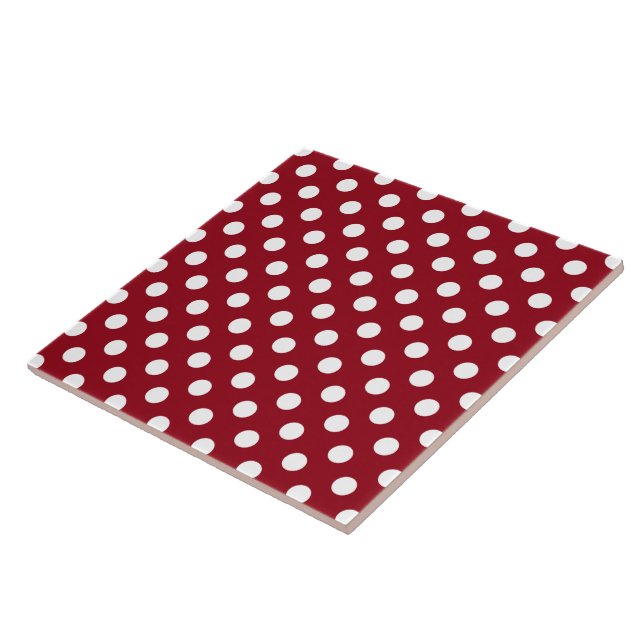 White Polka Dots on Crimson Red Fliese (Seite)