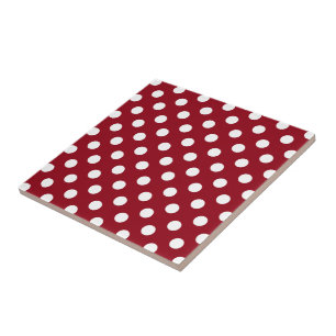 White Polka Dots on Crimson Red Fliese