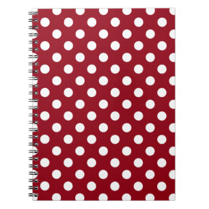 White Polka Dots on Crimson Red Notizblock