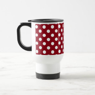 White Polka Dots on Crimson Red Reisebecher