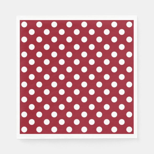 White Polka Dots on Crimson Red Serviette (Vorderseite)