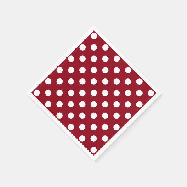 White Polka Dots on Crimson Red Serviette (Ecke)