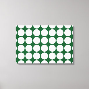 White Polka Dots on Green Leinwanddruck