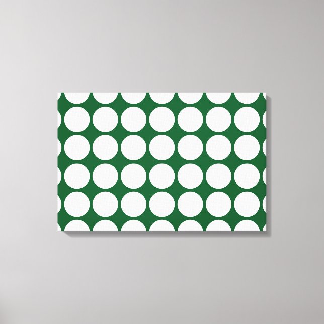 White Polka Dots on Green Leinwanddruck (Vorderseite)