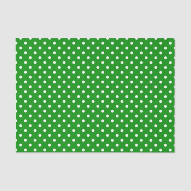 White Polka Dots on Green Seidenpapier (Vorderseite)