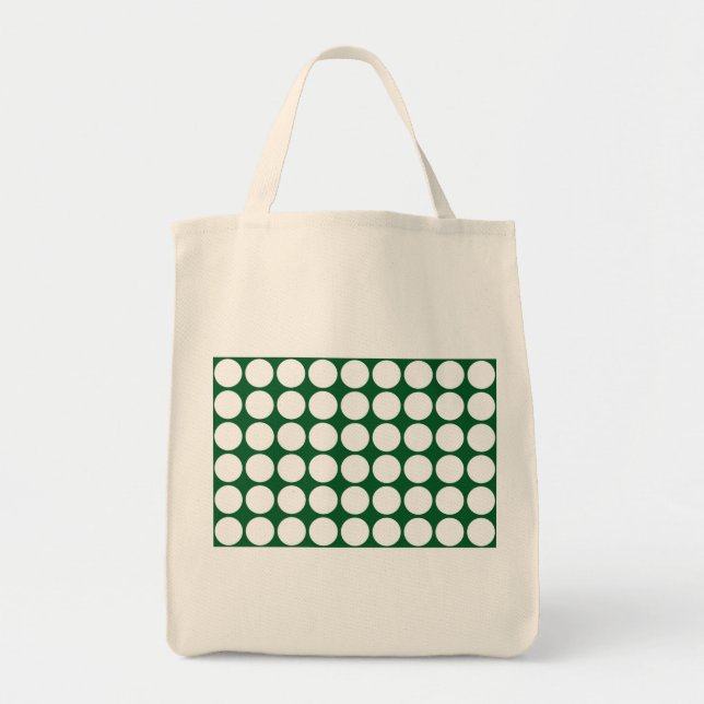 White Polka Dots on Green Tragetasche (Vorne)